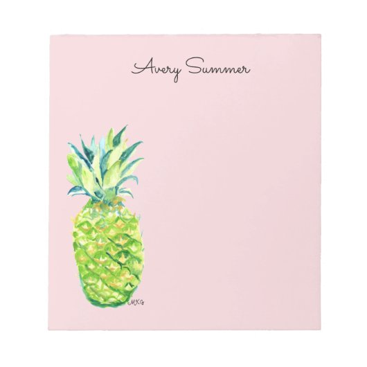 Hand-Painted Pineapple Pink Grocery List Notitieblok (Voorkant)