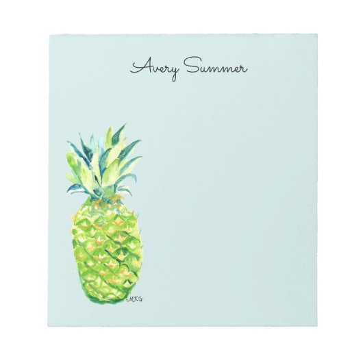 Hand-Painted Pineapple Sea Foam Grocery List Notitieblok (Voorkant)