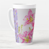 Hand Painted Pink Lily Lillies floral Latte Mok (Linkerhoek)