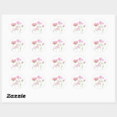 Hand-Painted Pink Wildflowers Illustration Ronde Sticker (Vel)