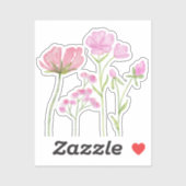 Hand-Painted Pink Wildflowers Illustration Sticker (Vel)