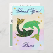 Hand-Painted Pisces Birthday Thank You Bedankkaart (Voorkant / Achterkant)