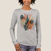 Hand-Painted Plant Tee – Geometric Retro Style Tri-Blend Shirt (Voorkant)