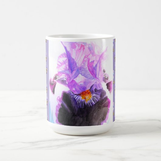 Hand Painted Purple Iris Irises floral Latte Mug Koffiemok (Center)