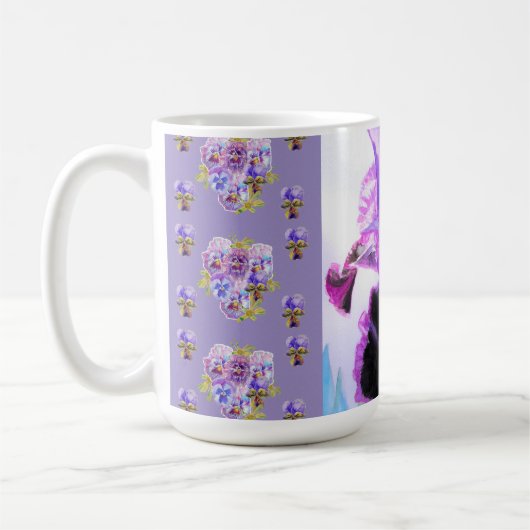 Hand Painted Purple Iris Irises floral Latte Mug Koffiemok (Links)