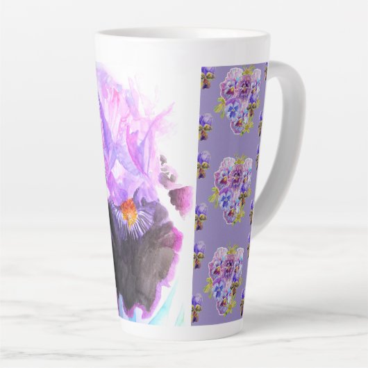 Hand Painted Purple Iris Irises floral Latte Mug Latte Mok (Rechterhoek)
