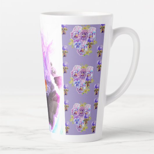 Hand Painted Purple Iris Irises floral Latte Mug Latte Mok (Rechts)