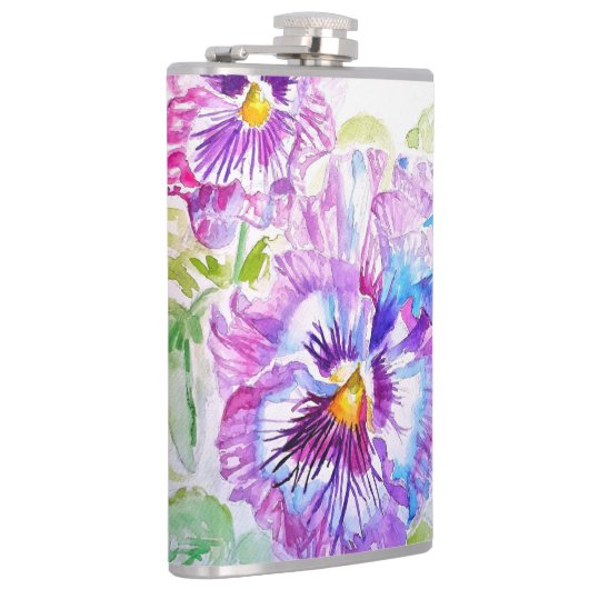 Hand Painted Purple Pansy Pansies floral Heupfles (Rechts)