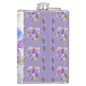 Hand Painted Purple Pansy Pansies floral Heupfles (Achterkant)