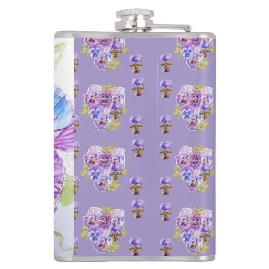 Hand Painted Purple Pansy Pansies floral Heupfles (Achterkant)