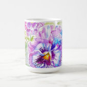 Hand Painted Purple Pansy Pansies floral Latte Mug Koffiemok (Center)