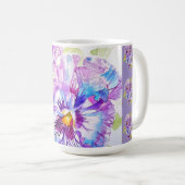 Hand Painted Purple Pansy Pansies floral Latte Mug Koffiemok (Voorkant rechts)
