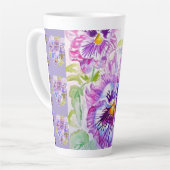 Hand Painted Purple Pansy Pansies floral Latte Mug Latte Mok (Linkerhoek)