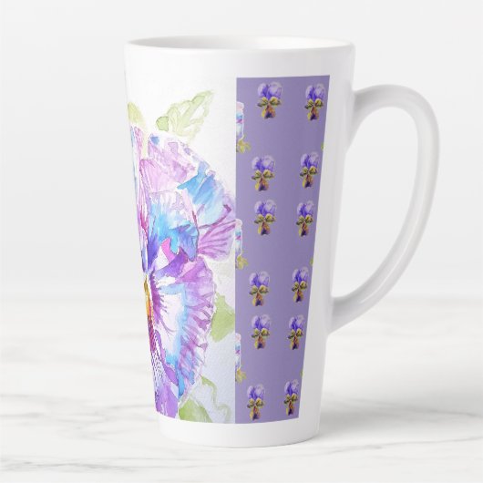 Hand Painted Purple Pansy Pansies floral Latte Mug Latte Mok (Rechts)
