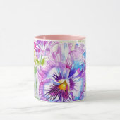 Hand Painted Purple Pansy Pansies floral Latte Mug Mok (Midden)