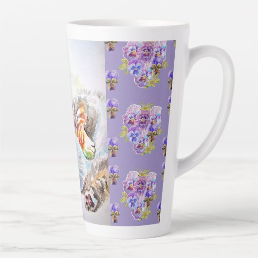 Hand Painted Purple Tabby Cat Cats Latte Mug Latte Mok (Rechts)