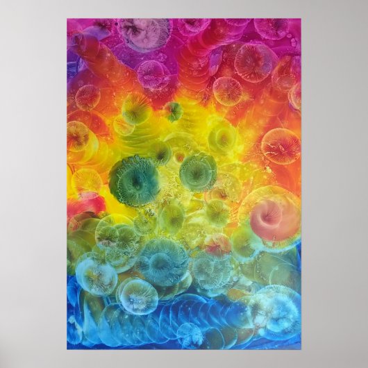Hand Painted Rainbow Abstract Art Gouache Poster (Voorkant)