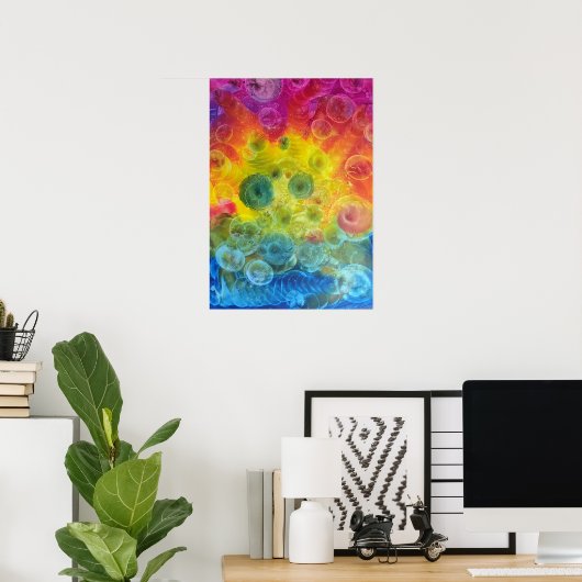 Hand Painted Rainbow Abstract Art Gouache Poster (Thuiskantoor)