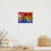 Hand Painted Rainbow Bubble Abstract Art Poster (Keuken)
