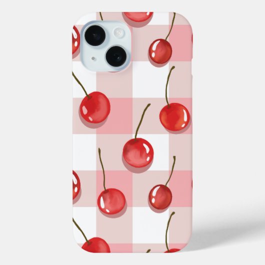 Hand-Painted Red Cherries Seamless Pattern Case-Mate iPhone Case (Achterkant)