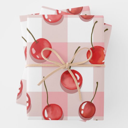 Hand-Painted Red Cherries Seamless Pattern Inpakpapier Vel (In situ)