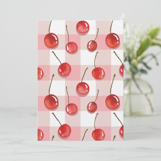 Hand-Painted Red Cherries Seamless Pattern Kaart (Staand voorkant)
