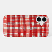 Hand-Painted Red Plaid Phone Case iPhone 16 Hoesje (Achterkant horizontaal)