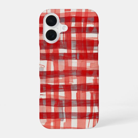 Hand-Painted Red Plaid Phone Case iPhone 16 Hoesje (Achterkant)
