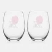 Hand painted red rose Valentines Personalized Wijnglas Zonder Voet (Achterkant)