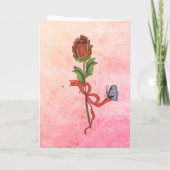 Hand Painted Rose & Tulips Thank You Card Feestdagen Kaart (Achterkant)