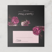 Hand Painted Roses Dark Flowers Wedding Plaatskaartje (Buitenkant ongevouwen)