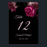 Hand Painted Roses Dark Moody Floral Wedding   Kaart<br><div class="desc">Fine art dark moody hand painted roses wedding table numbers card.</div>