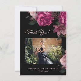 Hand Painted Roses Dark Romantic Wedding  Bedankkaart