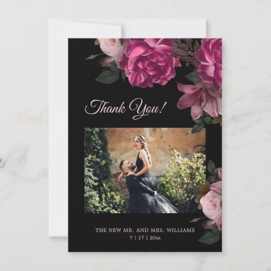 Hand Painted Roses Dark Romantic Wedding Bedankkaart (Voorkant)