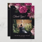 Hand Painted Roses Dark Romantic Wedding  Bedankkaart (Voorkant / Achterkant)