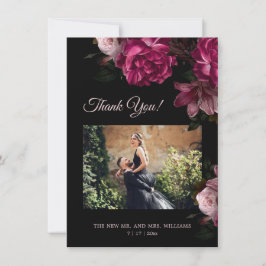 Hand Painted Roses Dark Romantic Wedding  Bedankkaart