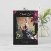 Hand Painted Roses Dark Romantic Wedding  Bedankkaart (Staand voorkant)