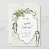 Hand Painted Sage Green Orchids Wedding Invitation Kaart (Voorkant)