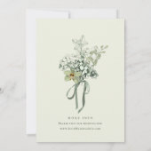 Hand Painted Sage Green Orchids Wedding Invitation Kaart (Achterkant)
