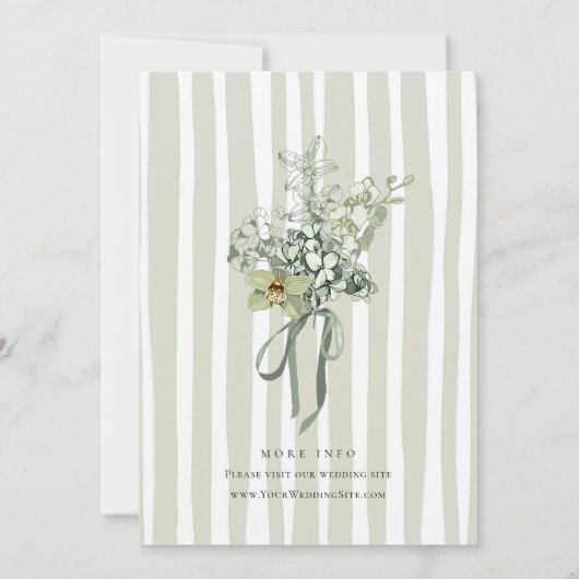 Hand Painted Sage Green Orchids Wedding Kaart (Achterkant)