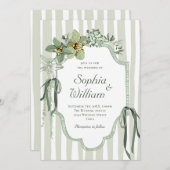 Hand Painted Sage Green Orchids Wedding Kaart (Voorkant / Achterkant)
