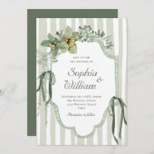 Hand Painted Sage Green Orchids Wedding Kaart (Voorkant / Achterkant)