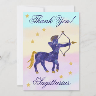 Hand-Painted Sagittarius Birthday Thank You Bedankkaart