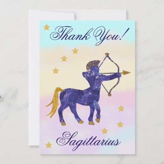 Hand-Painted Sagittarius Birthday Thank You Bedankkaart (Voorkant)