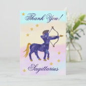 Hand-Painted Sagittarius Birthday Thank You Bedankkaart (Staand voorkant)