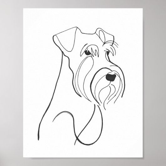 Hand Painted Schnauzer Minimalist Dog Artwork Poster (Voorkant)