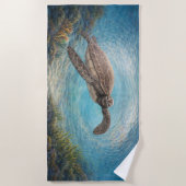 Hand-Painted Sea Turtle in Ocean Vortex  Strandlaken (Voorkant)
