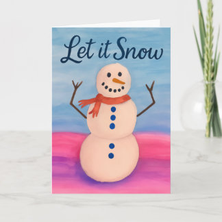 Hand-Painted Snowman Holiday Greeting Kaart