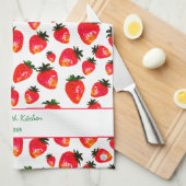 Hand-Painted Strawberry Personalized Boho Spring Theedoek (Quarter Fold)