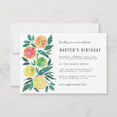 Hand Painted Summer Citrus Fruits Birthday Party Aankondiging (Voorkant)